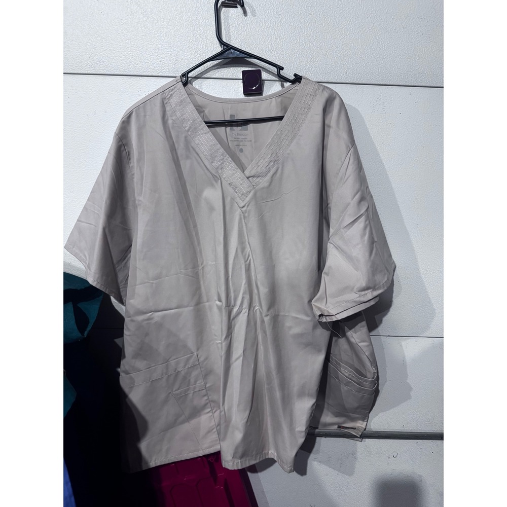 Barco tan V-Neck Scrub Top Women 5XL Short Sleeve Medical Uniform CA14251